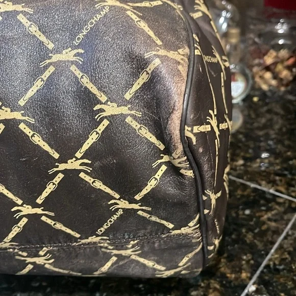 Longchamp Lattice double buckle horse jump brown speedy bag Authentic Vintage - Picture 5 of 17